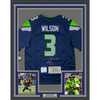 Framed Autographed/Signed Russell Wilson 35x39 Seattle Seahawks Blue Authentic Football Jersey Beckett BAS COA