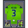 Framed Autographed/Signed Russell Wilson 35x39 Seattle Seahawks Green Color Rush Authentic Football Jersey Beckett BAS COA