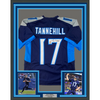 Framed Autographed/Signed Ryan Tannehill 35x39 Tennessee Dark Blue Football Jersey GTSM COA