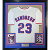 Framed Autographed/Signed Ryne Sandberg HOF 05 35x39 Chicago White Baseball Jersey JSA COA