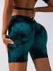 Women's Tie Dye Ruched High Waist Sports Shorts