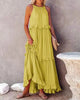 Elegant Apricot Ruffle Maxi Dress by FitiqueFit