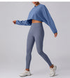 Women Sports Crop Top Long Sleeve T-Shirts Yoga Loose Tops Gym Clothing Fitness Running Yoga Shirts Workout Clothes