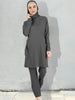 Sporty Muslim Sportswear Women Set Plain Islamic Pants Tops（contain Hijab)