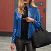 Women’s Slim Fit Faux Leather Moto Jacket by FitiqueFit