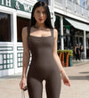 Sleeveless Square Collar High Waist Hip Lift Slim Sexy Sports Jumpsuit Women's One-piece Set