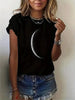 Moon Print Crew Neck T-Shirt by FitiqueFit