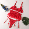 Ellolace Fancy Lingeries Luxury Lace Erotic Women's Underwear 3-Pieces Transparent Sexy Round Matching Intimate