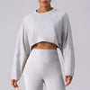 Women Sports Crop Top Long Sleeve T-Shirts Yoga Loose Tops Gym Clothing Fitness Running Yoga Shirts Workout Clothes