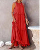 Elegant Apricot Ruffle Maxi Dress by FitiqueFit