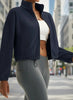 Winter Fleece Cropped Jacket with Stand Collar by FitiqueFit