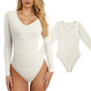 Women'S Sexy Knitted Underwear Crew Neck Long Sleeve Leggings Bodysuit Top