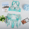 Ellolace Fancy Floral Lingerie Garter Belt Set Sexy Erotic Transparent Bra Attractive Chest Suspenders Seductive Underwear