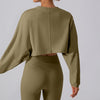 Women Sports Crop Top Long Sleeve T-Shirts Yoga Loose Tops Gym Clothing Fitness Running Yoga Shirts Workout Clothes