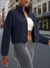 Winter Fleece Cropped Jacket with Stand Collar by FitiqueFit