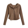 Lucyever Y2K Slim Fit Cropped Zip-Up Hoodie