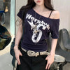 Women’s summer letter print t-shirt by FitiqueFit