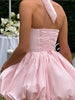 Women’s Pink Corset Puffball-Hem Mini Dress by FitiqueFit