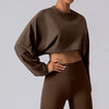 Women Sports Crop Top Long Sleeve T-Shirts Yoga Loose Tops Gym Clothing Fitness Running Yoga Shirts Workout Clothes