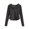 Lucyever Y2K Slim Fit Cropped Zip-Up Hoodie
