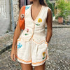 🌸 Vintage Floral Embroidered 2-Piece Summer Set by FitiqueFit