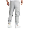 Mens Sweatpants Straight Fit Drawstring Multi-pocket Pants