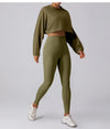 Women Sports Crop Top Long Sleeve T-Shirts Yoga Loose Tops Gym Clothing Fitness Running Yoga Shirts Workout Clothes