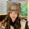 Letter Bear Ears Knitted Woolen Hat – Cute Cat-Ears Beanie for Women by FitiqueFit