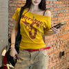 Women’s summer letter print t-shirt by FitiqueFit