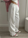 White Sweatpants For Women High Waist Jogger Wide Leg