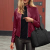 Women’s Slim Fit Faux Leather Moto Jacket by FitiqueFit