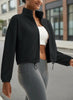 Winter Fleece Cropped Jacket with Stand Collar by FitiqueFit