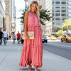 Elegant Apricot Ruffle Maxi Dress by FitiqueFit