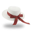 Elegant Adult Bucket Hat Beach Summer Straw Hats for Women Beach Sun Straw Hat Wide Luxury Comfortable Hat Flat Top Ribbon Bowknot Elegant Luxury Women Summer Hat 56-58cm by Stevvex