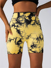 Women's Tie Dye Ruched High Waist Sports Shorts