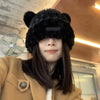 Letter Bear Ears Knitted Woolen Hat – Cute Cat-Ears Beanie for Women by FitiqueFit