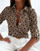 Women’s Stripe Print Long-Sleeve Blouse by FitiqueFit