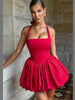 Women’s Pink Corset Puffball-Hem Mini Dress by FitiqueFit