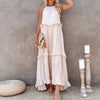 Elegant Apricot Ruffle Maxi Dress by FitiqueFit