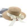Elegant Adult Bucket Hat Beach Summer Straw Hats for Women Beach Sun Straw Hat Wide Luxury Comfortable Hat Flat Top Ribbon Bowknot Elegant Luxury Women Summer Hat 56-58cm by Stevvex