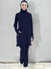 Sporty Muslim Sportswear Women Set Plain Islamic Pants Tops（contain Hijab)
