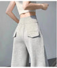 Gray High-Waist Loose Wide-Leg Straight Pants Women by FitiqueFit