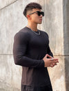 Gym Fitness T-shirt Men Casual Long Sleeve Skinny Shirt Bodybuilding Running Sports Quick Dry