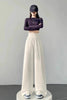 Gray High-Waist Loose Wide-Leg Straight Pants Women by FitiqueFit