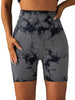 Women's Tie Dye Ruched High Waist Sports Shorts