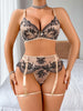 Ellolace Sexy Lingеrie Set Floral Attractive Chest Suspenders Bra Set Champagne Brazilian Underwear Fancy Hot Intimate