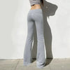 Low-Waisted Solid Flare Boot-Cut Pants Women by FitiqueFit