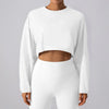 Women Sports Crop Top Long Sleeve T-Shirts Yoga Loose Tops Gym Clothing Fitness Running Yoga Shirts Workout Clothes