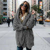 Double Fleece Plush Hooded Cardigan Jacket Women by FitiqueFit