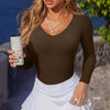 Women'S Sexy Knitted Underwear Crew Neck Long Sleeve Leggings Bodysuit Top